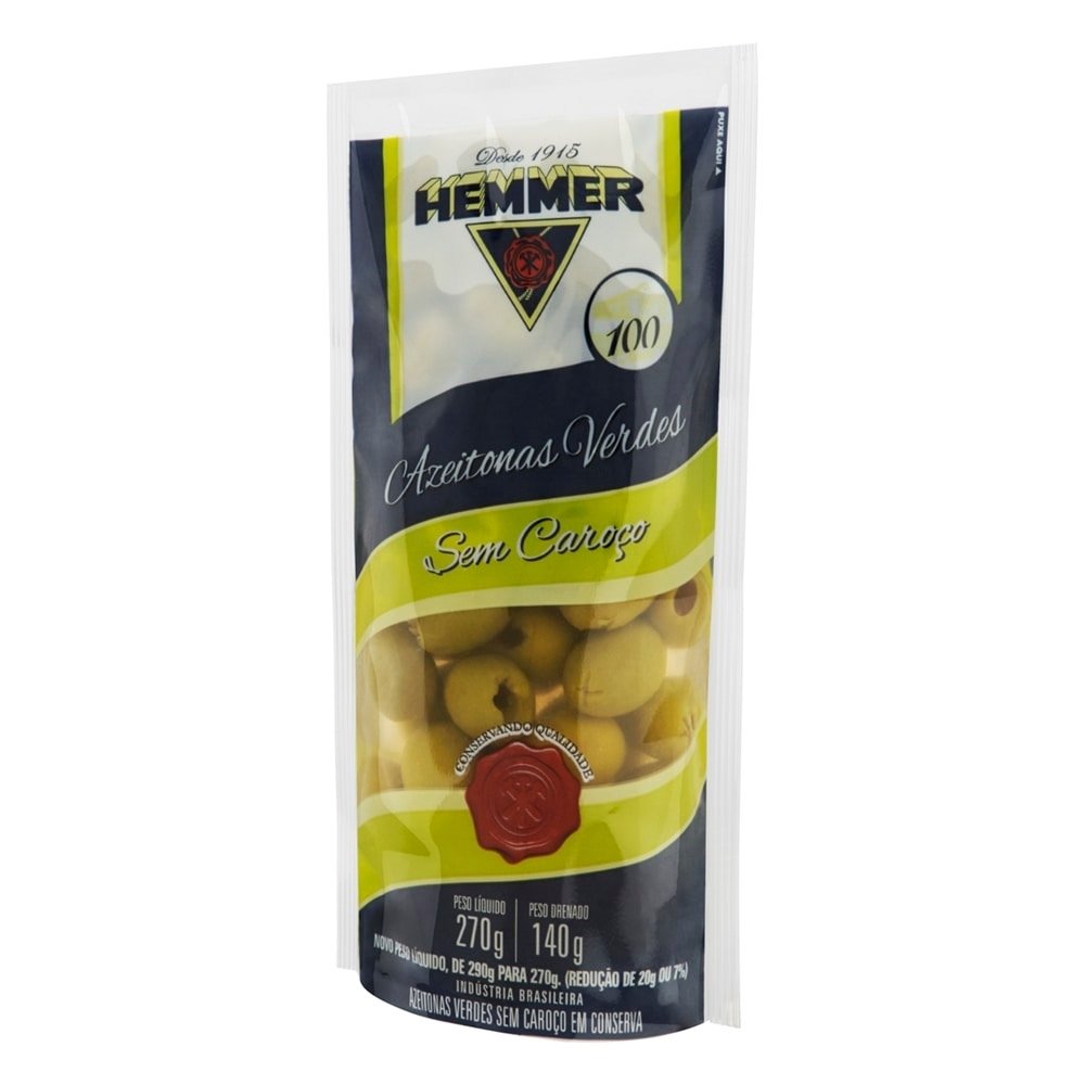 Azeitona Verde Hemmer Sem Caroço Sachê 24x140g