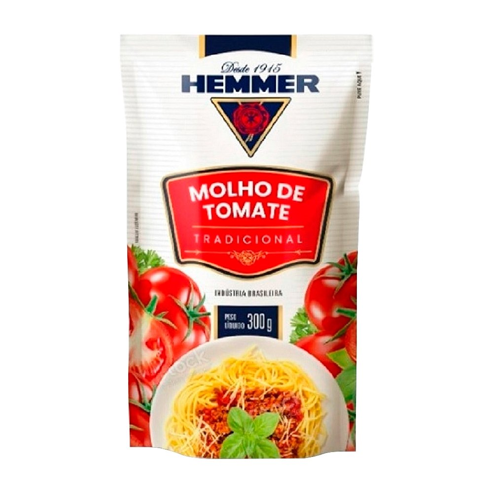 Molho de Tomate Tradicional Hemmer Sachê 300g Embalagem com 24 Unidades