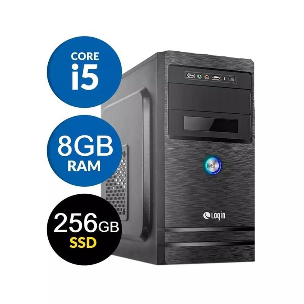 Computador Desktop Login Intel Core i5 3.4GHz (Max. Turbo 3.8GHz) 256GB SSD 8GB Ram Linux