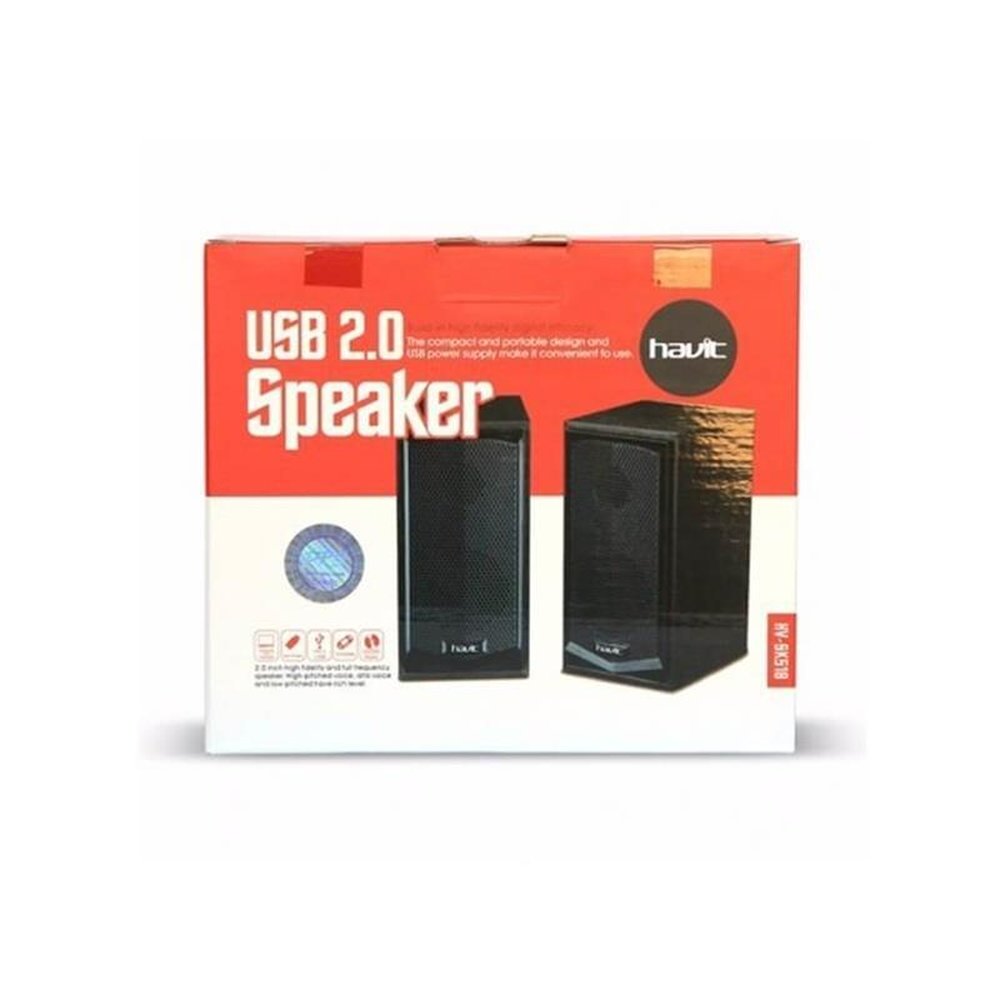 Caixa de Som Havit 2.0 Usb e 3.5mm HV-SK518 Preta