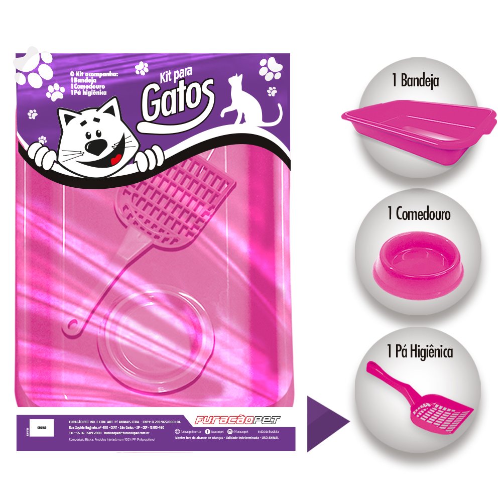 Kit Gatos Joy Com 3 Pecas Furacão Pet - Rosa