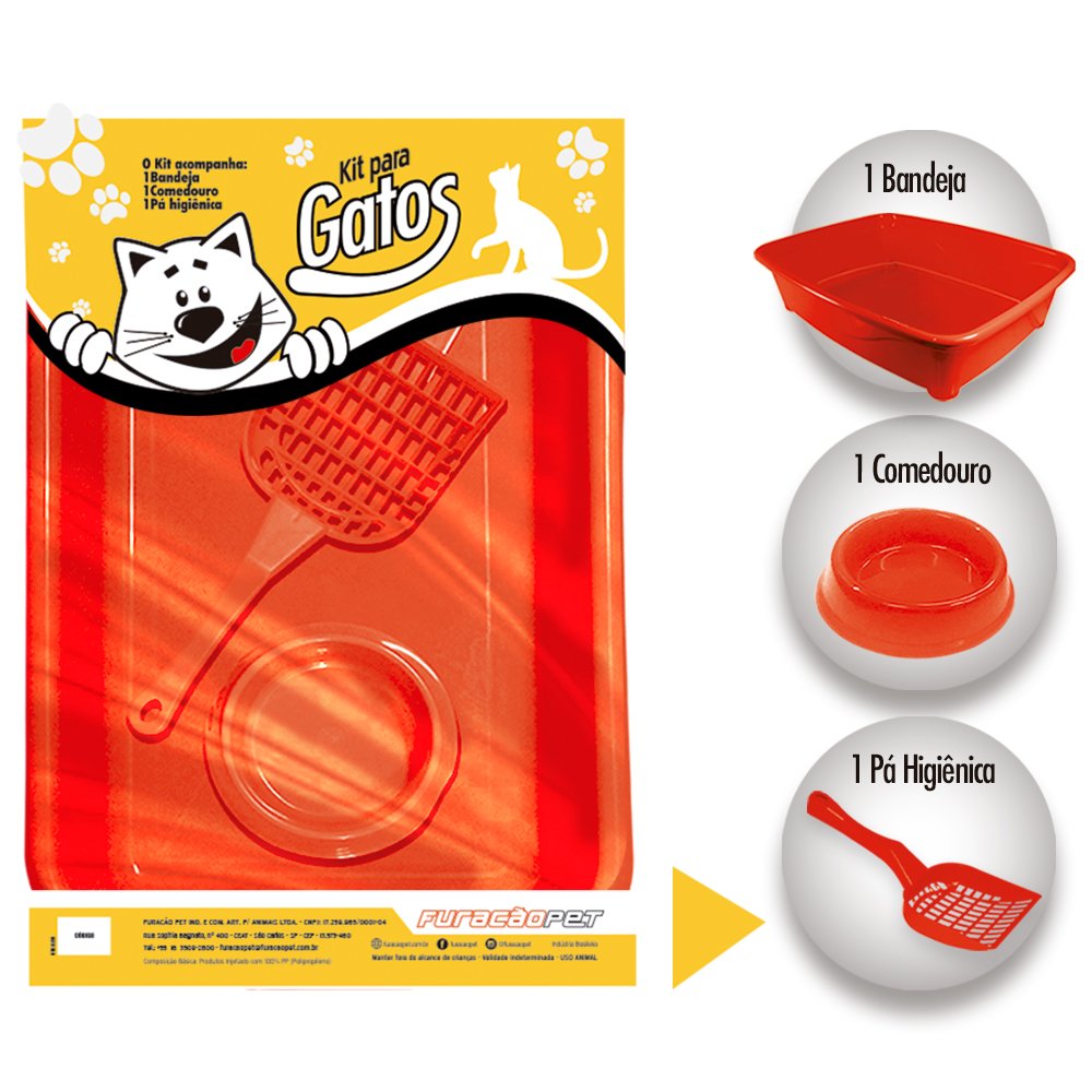 Kit Gatos Classic Com 3 Pecas Furacão Pet Cores Sortidas