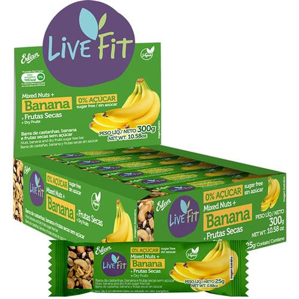 Nuts + Banana + Frutas Secas LiveFit (Emb. contem 72un. de 25g)