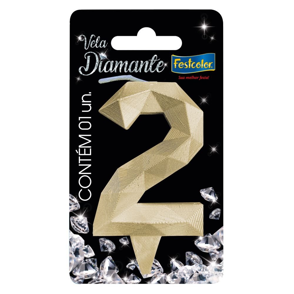 Vela Diamante Ouro N 2