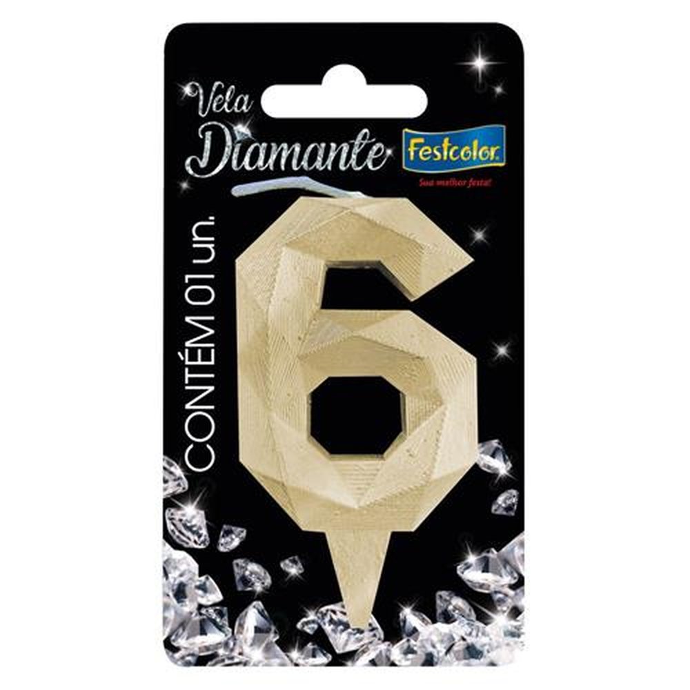 Vela Diamante Ouro N 6