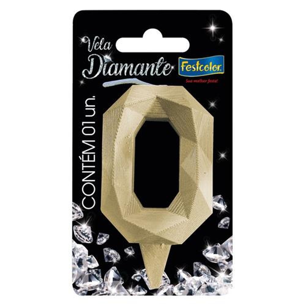 Vela Diamante Ouro N 0
