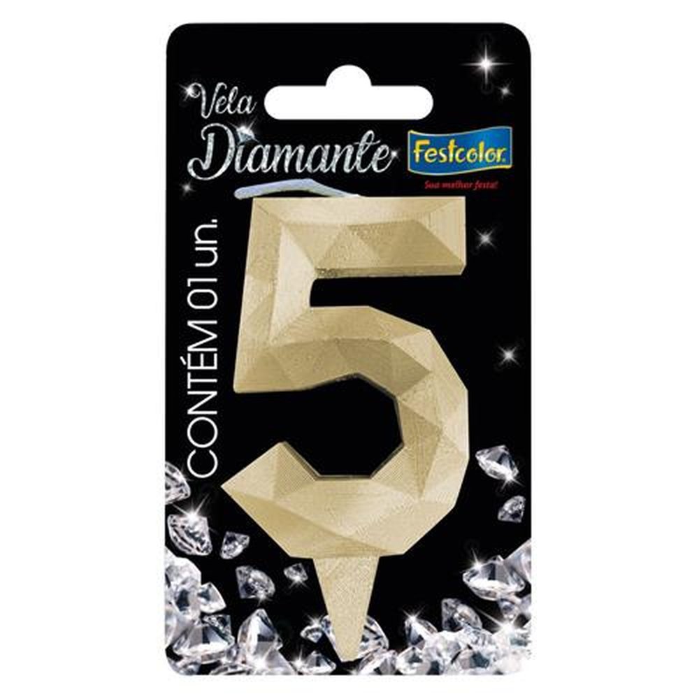 Vela Diamante Ouro N 5