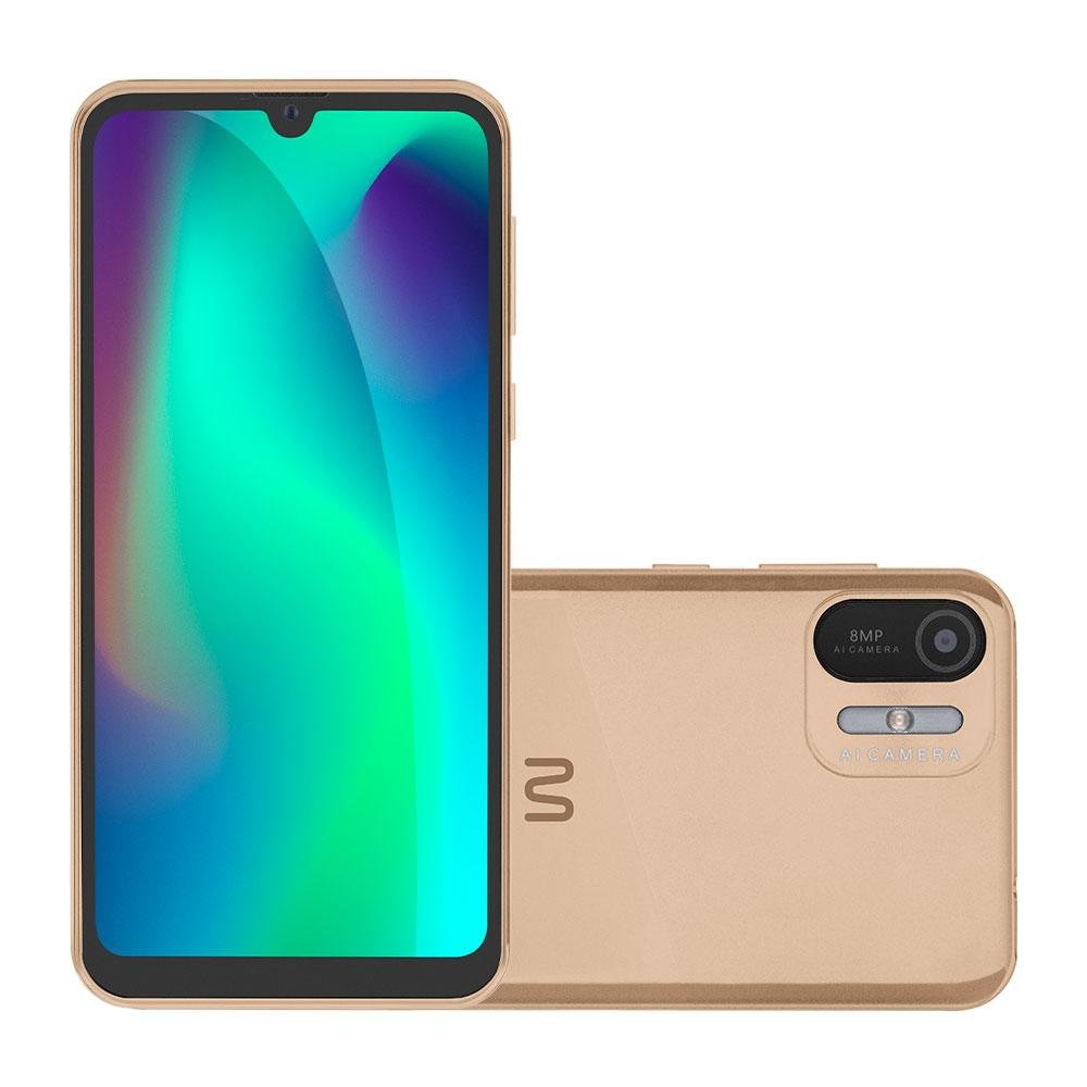Smartphone Multilaser F Max 2 3G 64GB Wi-Fi Tela HD+ 6.1 1GB RAM Camera 8MP + 5MP Android 11 (Go edition) - Dourado - P9170