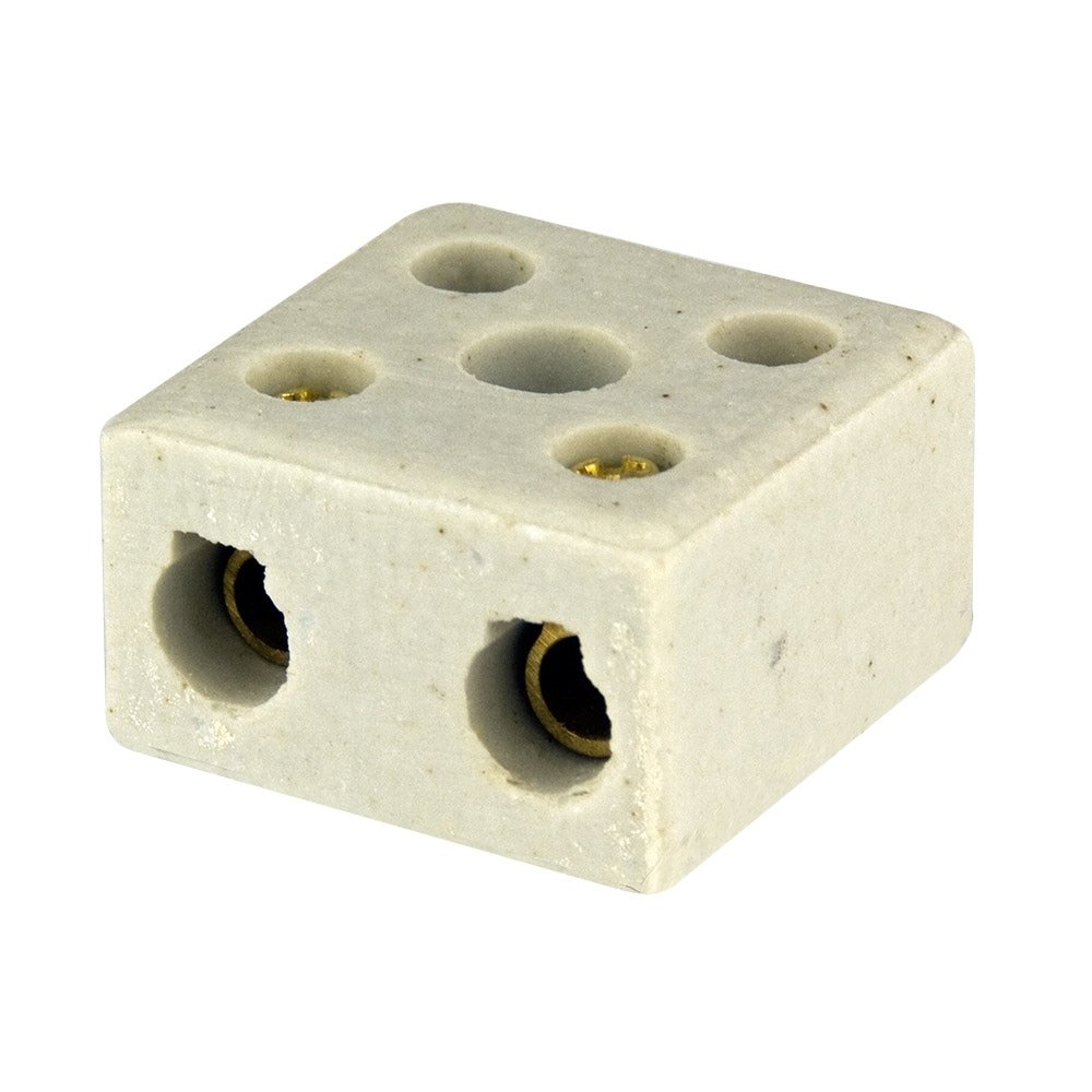 Conector de Porcelana Foxlux 10mm Bipolar - Embalagem com 50 Unidades