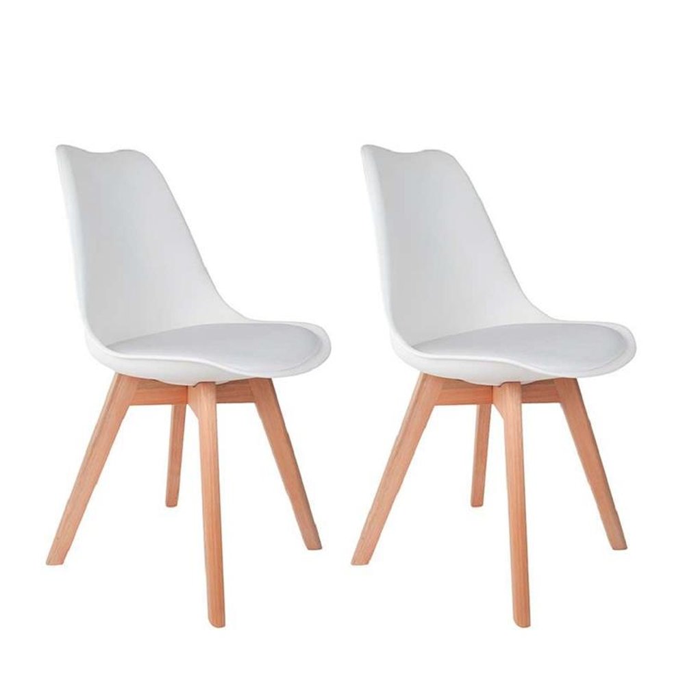 Kit Com 4 Cadeiras Leda ¿ Charles Eames, Saarinen Wood Com Almofada Branca
