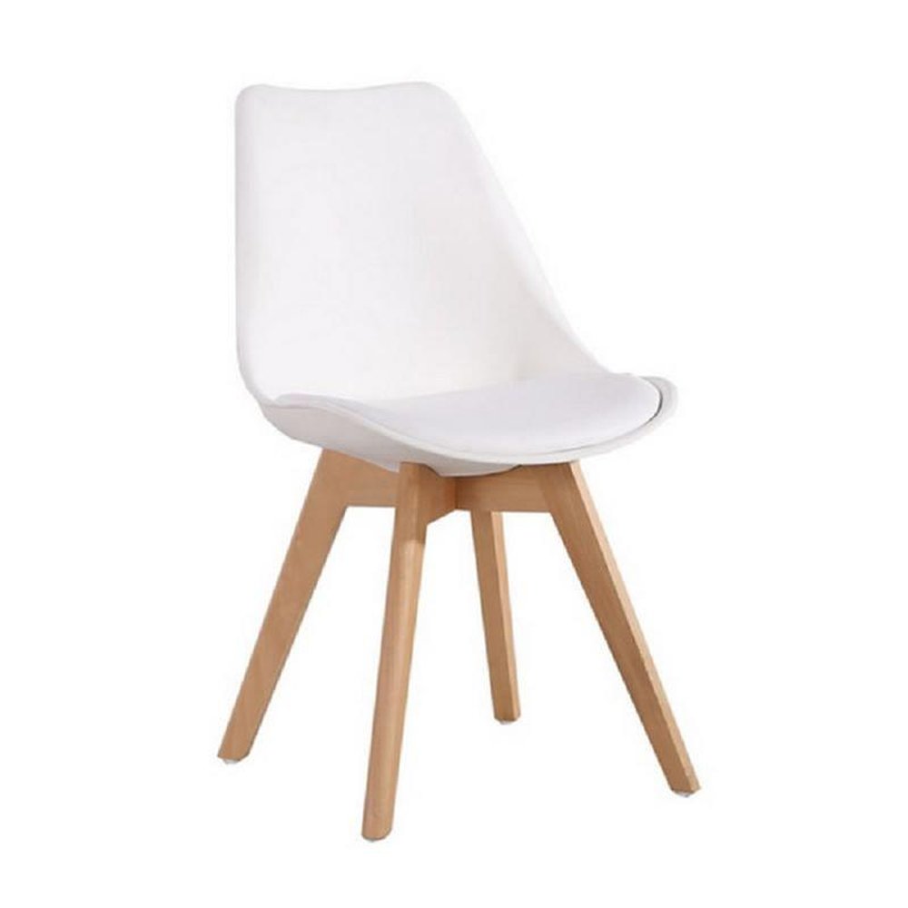 Kit Com 4 Cadeiras Leda ¿ Charles Eames, Saarinen Wood Com Almofada Branca