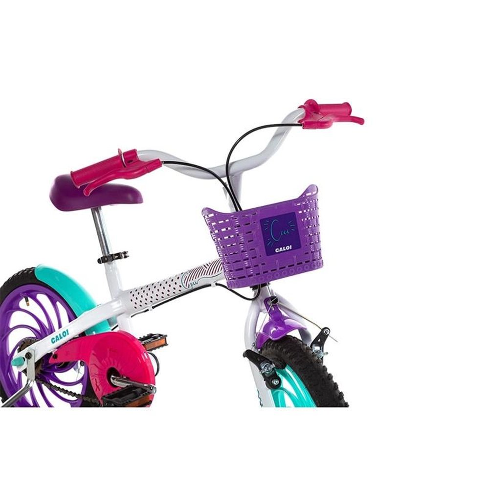 Bicicleta Infantil Caloi Ceci Aro 16, Freio Cantilever/Tambor, Branco com Cesto