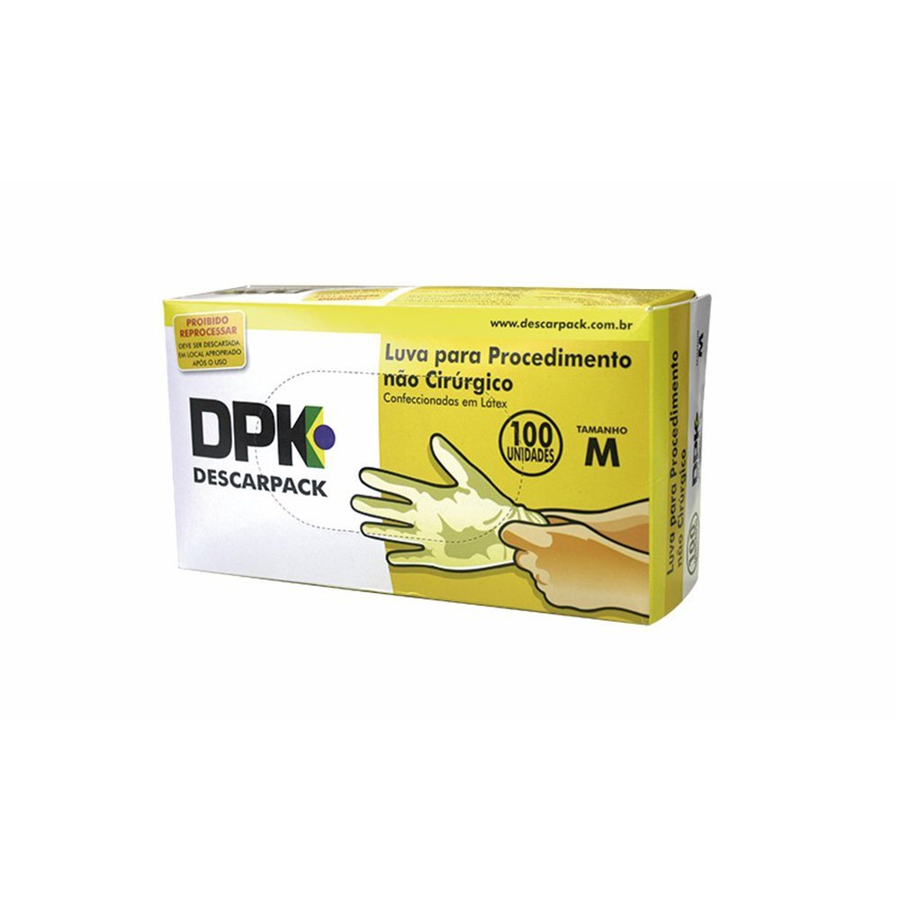 Luva De Procedimento Descarpack Latex Tamanho M - Com 100 Unidades