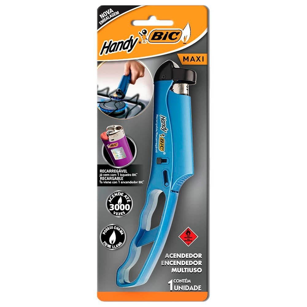 Acendedor Multiuso BIC Handy, Recarregável, Azul