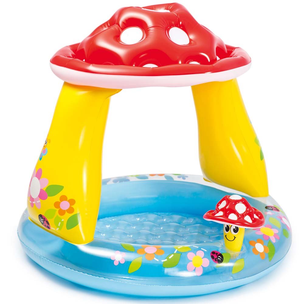 Piscina Infantil Inflável Cogumelo Divertido 45L com cobertura Intex - 57114NP