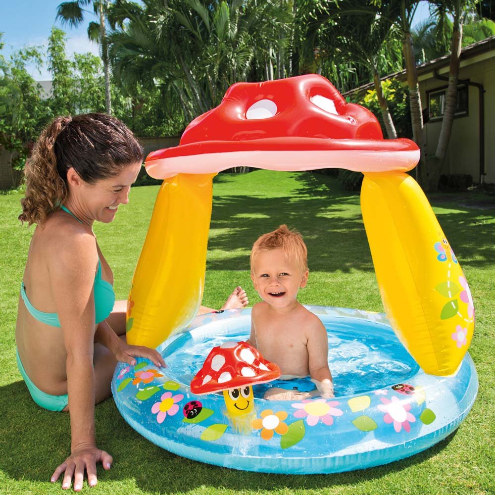 Piscina Infantil Inflável Cogumelo Divertido 45L com cobertura Intex - 57114NP