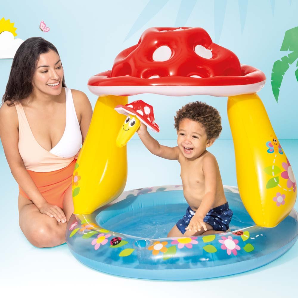 Piscina Infantil Inflável Cogumelo Divertido 45L com cobertura Intex - 57114NP