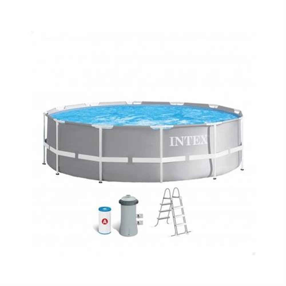 Piscina Prism Circular De Armação De Metal Galvanizado 8.592 Litros Bomba Filtro 127V E Escada