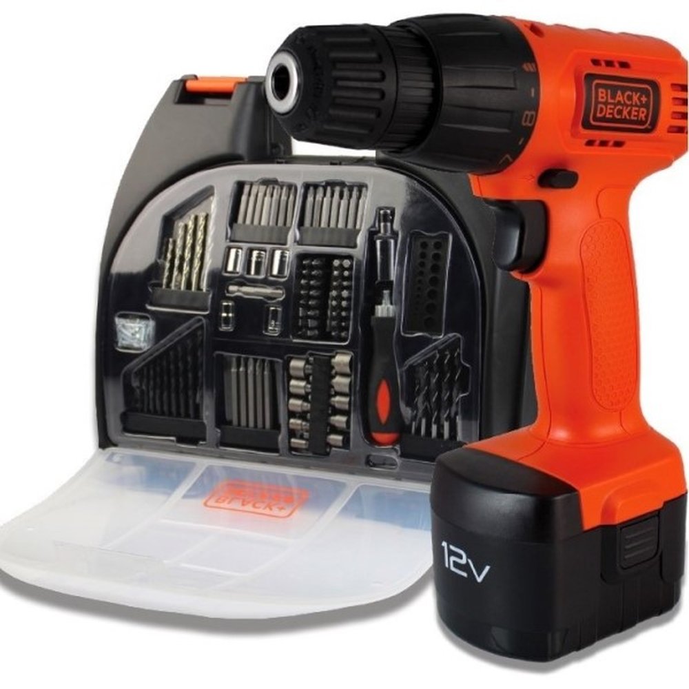 Kit Parafusadeira/Furadeira 3/8"-10mm 12V Bivolt 101 Acessórios Black+Decker CD121K100BR