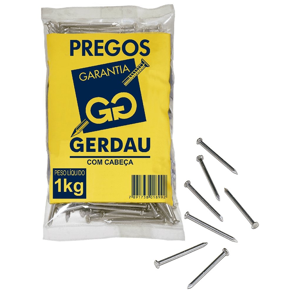 Prego Gerdau com Cabeça 16x18 1kg - Embalagem com 20 Unidades