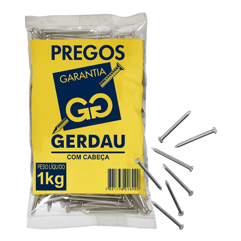 Prego Gerdau com Cabeça 19x42 1kg - Embalagem com 20 Unidades