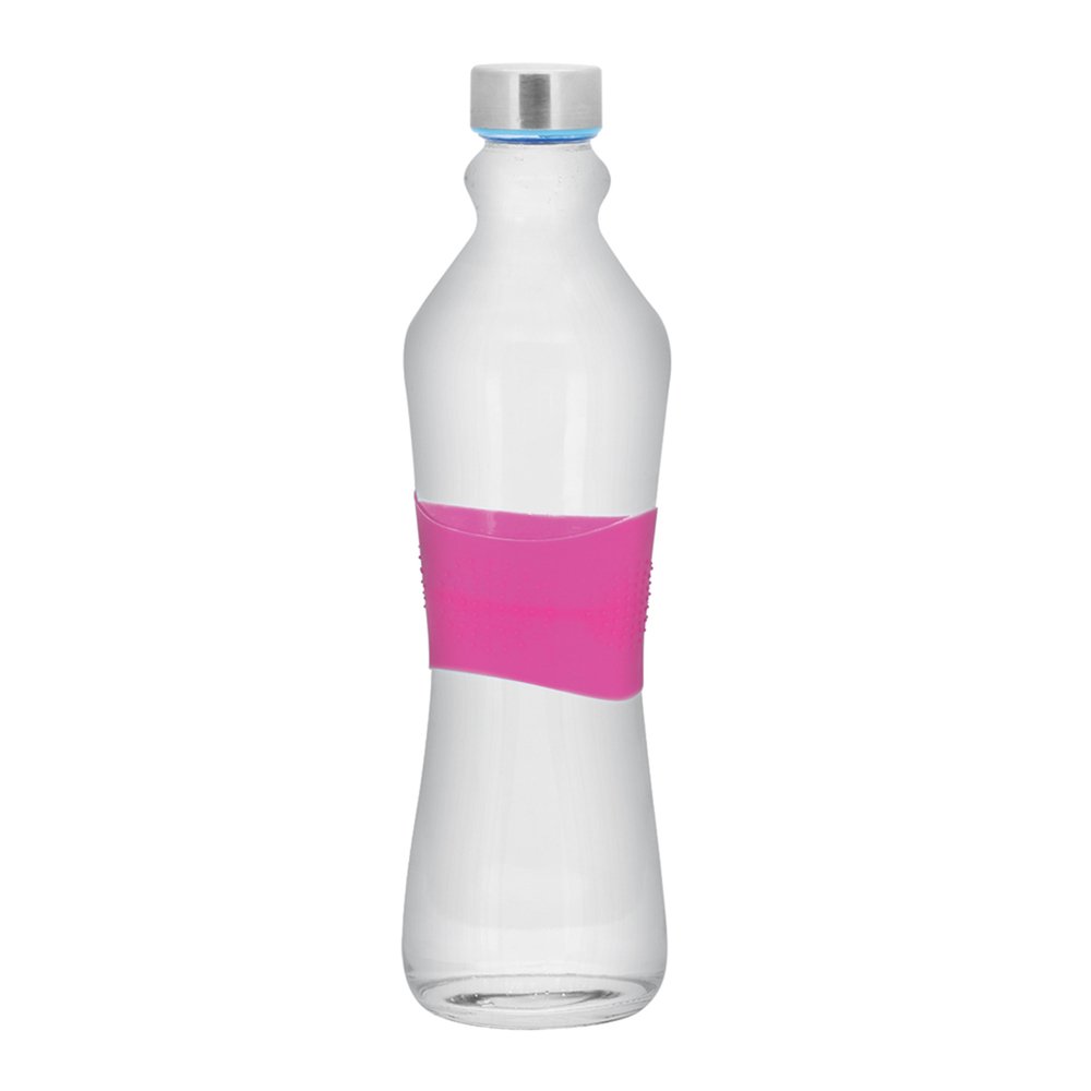 Garrafa Vidro Grip Color Silicone 500ml
