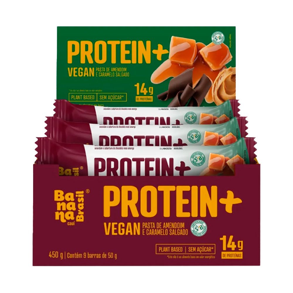 Barra Proteina Vegano Pasta de Amendoim e Cararamelo Salgado 9x50g