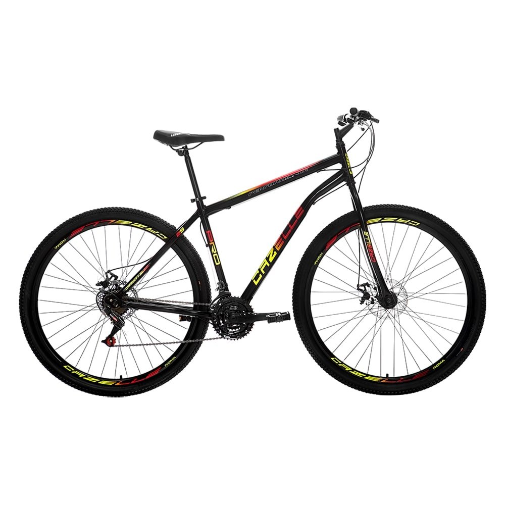 Bicicleta Adulto Colli Cazelle Roma Aro 29, 21 Marchas, Aço Carbono, Tamanho 18, Freio a Disco, Preto/Vermelho/Amarelo