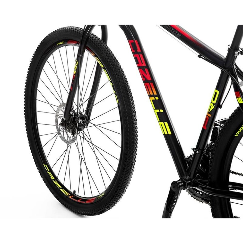 Bicicleta Adulto Colli Cazelle Roma Aro 29, 21 Marchas, Aço Carbono, Tamanho 18, Freio a Disco, Preto/Vermelho/Amarelo