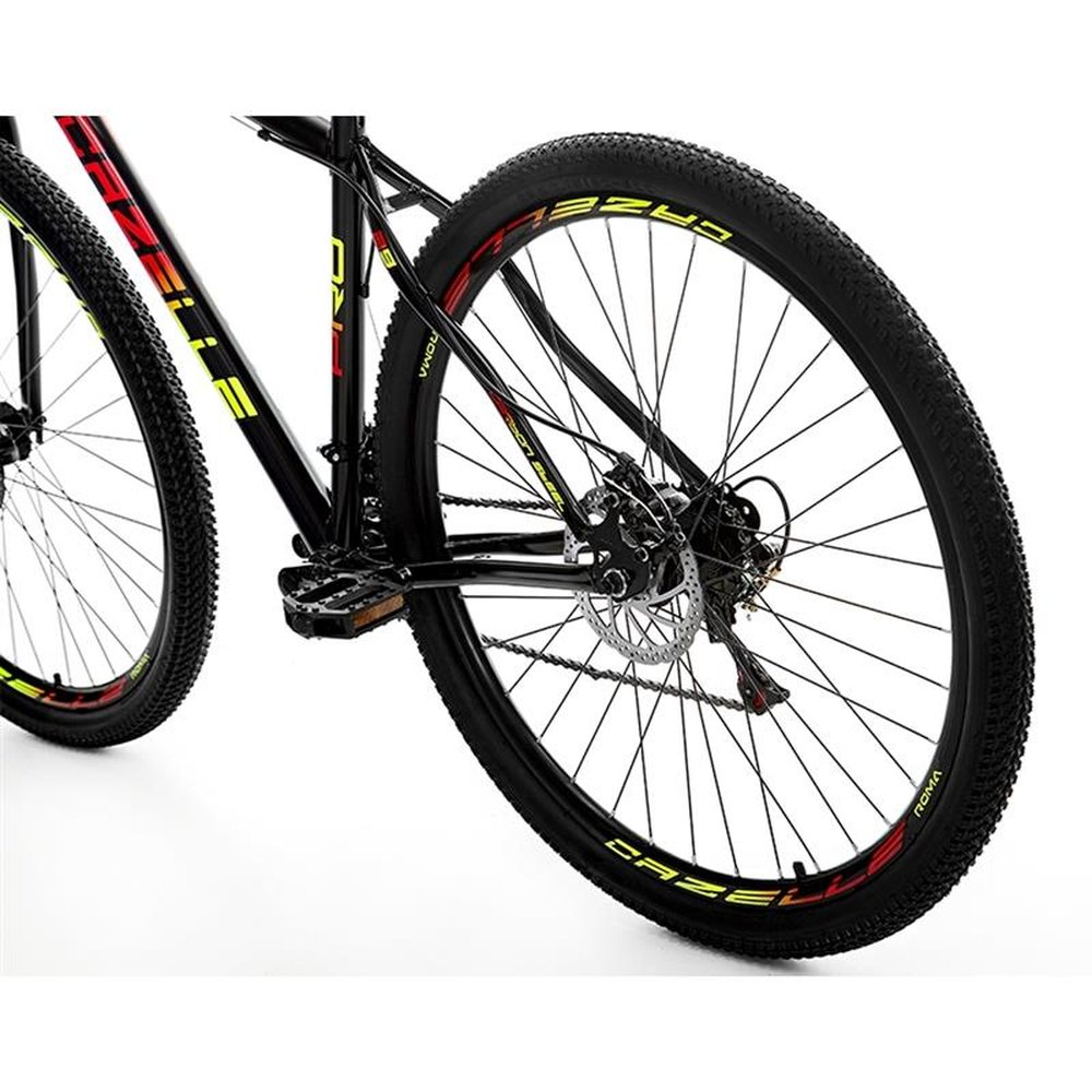 Bicicleta Adulto Colli Cazelle Roma Aro 29, 21 Marchas, Aço Carbono, Tamanho 18, Freio a Disco, Preto/Vermelho/Amarelo