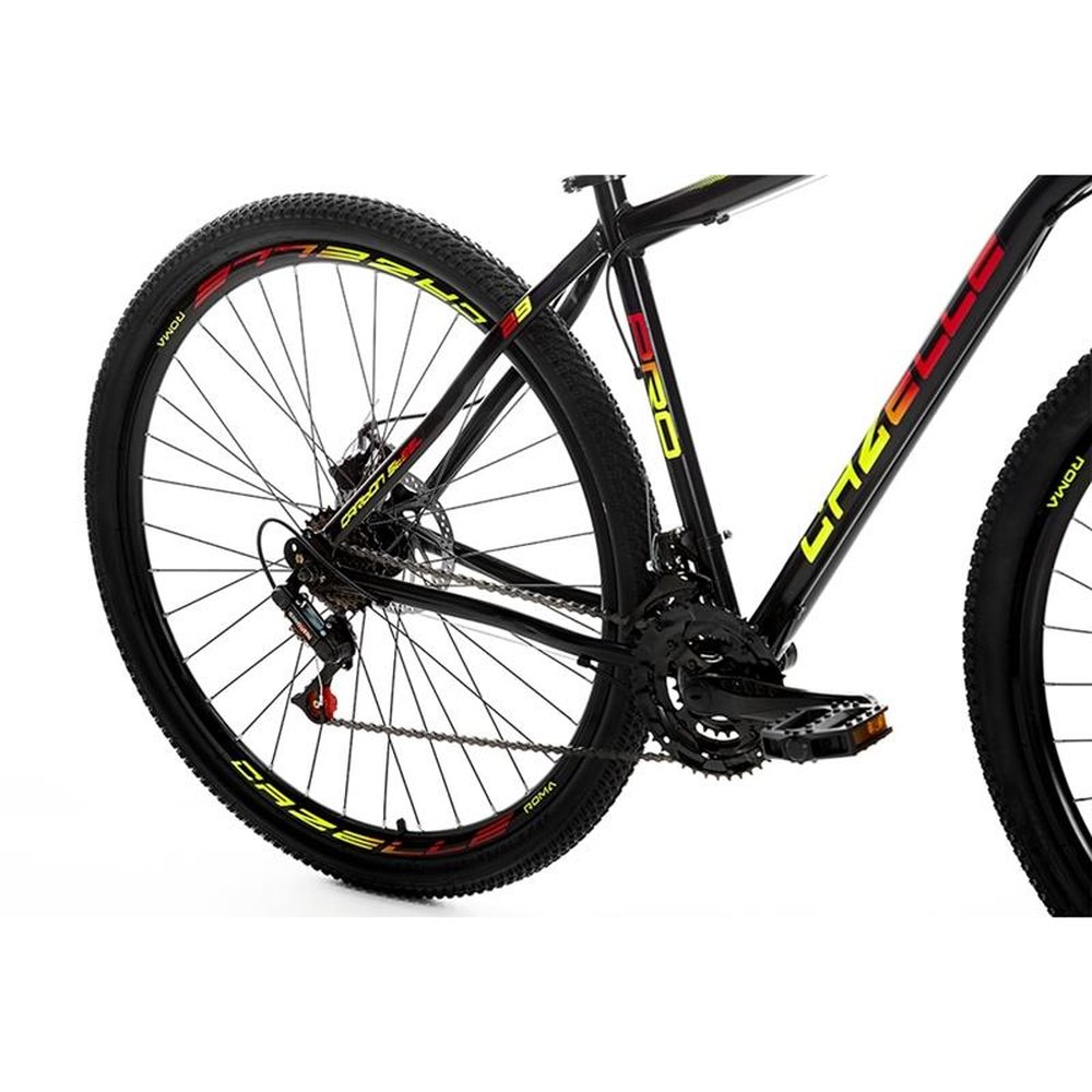 Bicicleta Adulto Colli Cazelle Roma Aro 29, 21 Marchas, Aço Carbono, Tamanho 18, Freio a Disco, Preto/Vermelho/Amarelo