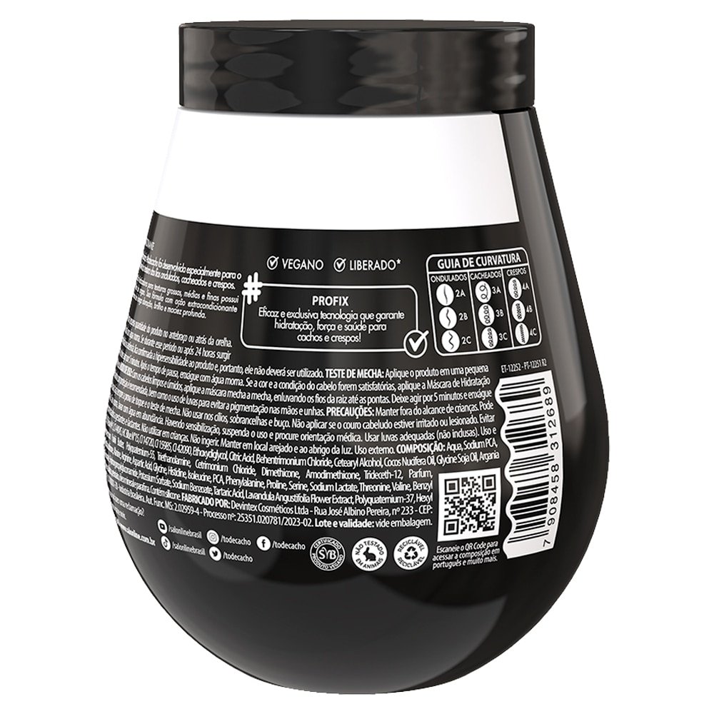 Máscara Hidratação Salon Line Tô de Cachos Matizadora Preta 500g
