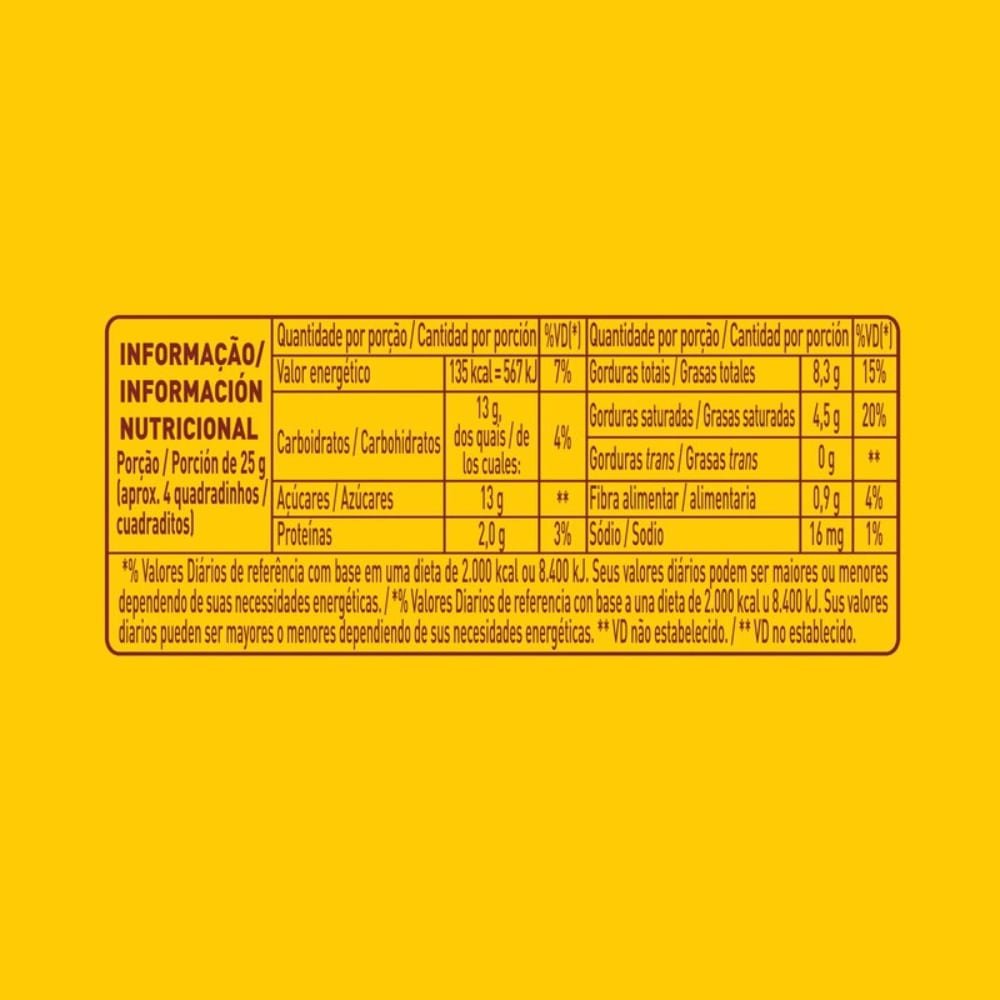 Chocolate Garoto Castanha Caju Tablete 80g - Embalagem com 16 Unidades