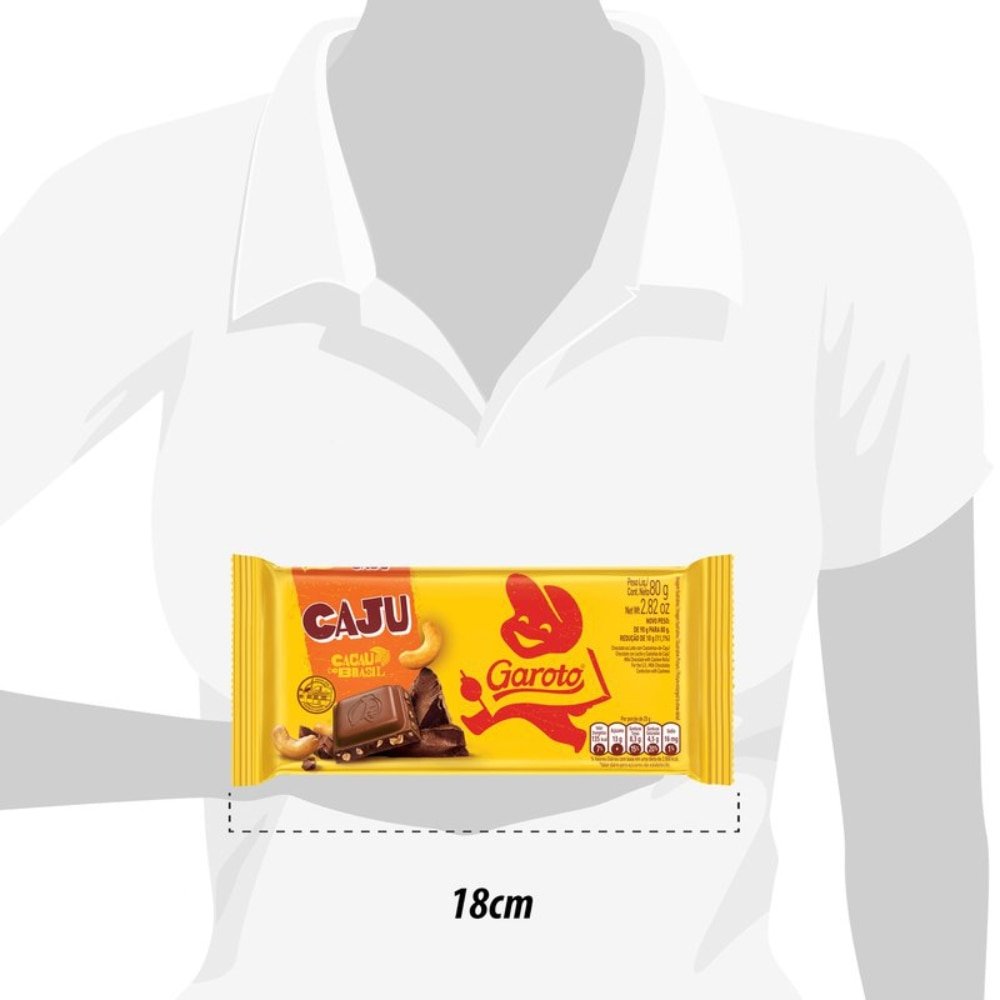 Chocolate Garoto Castanha Caju Tablete 80g - Embalagem com 16 Unidades