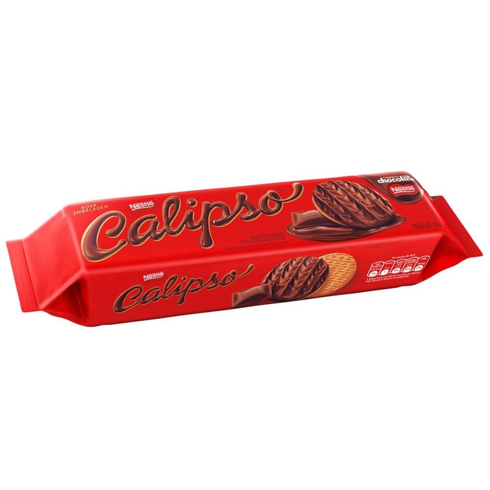 Biscoito Nestlé Calipso Cobertura Chocolate 130g - Embalagem com 40 Unidades