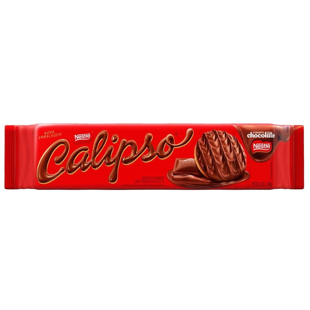 Biscoito Nestlé Calipso Cobertura Chocolate 130g - Embalagem com 40 Unidades