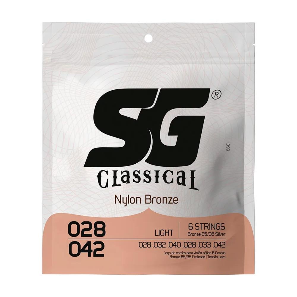 Encordoamento P/Violão Nylon Bronze 65/35 Prata Tensão Leve Sg 0.028