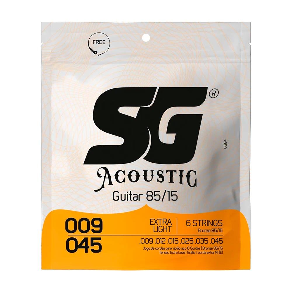 Encordoamento P/Violão Aço Bronze 85/15 Sg 0.009 - 0.045