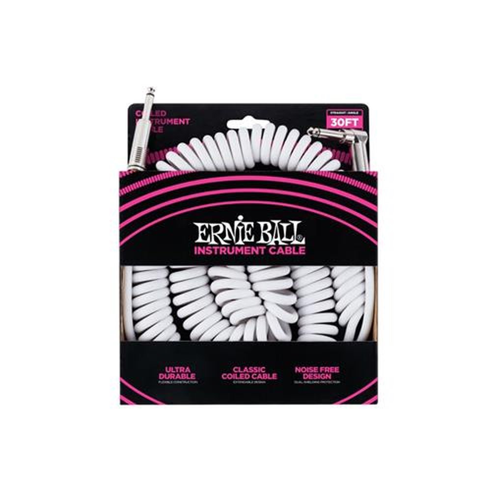 Cabo para Instrumento 30 (9,14 metros) Reto/L Fio de telefone Branco P06045 - ERNIE BALL