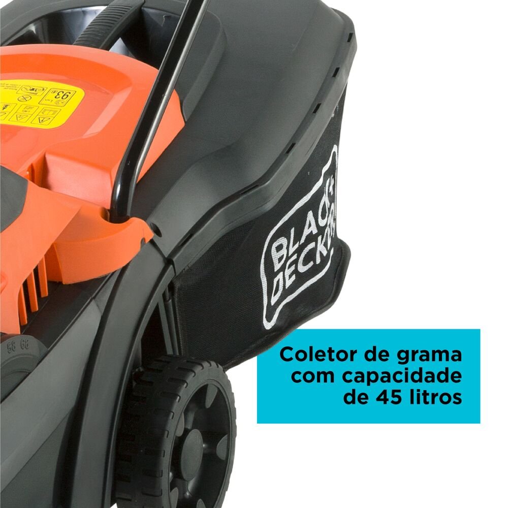 Cortador de Grama de 38cm 1600W com Coletor 45L Motor Indução Black+Decker GR3800BR 127V