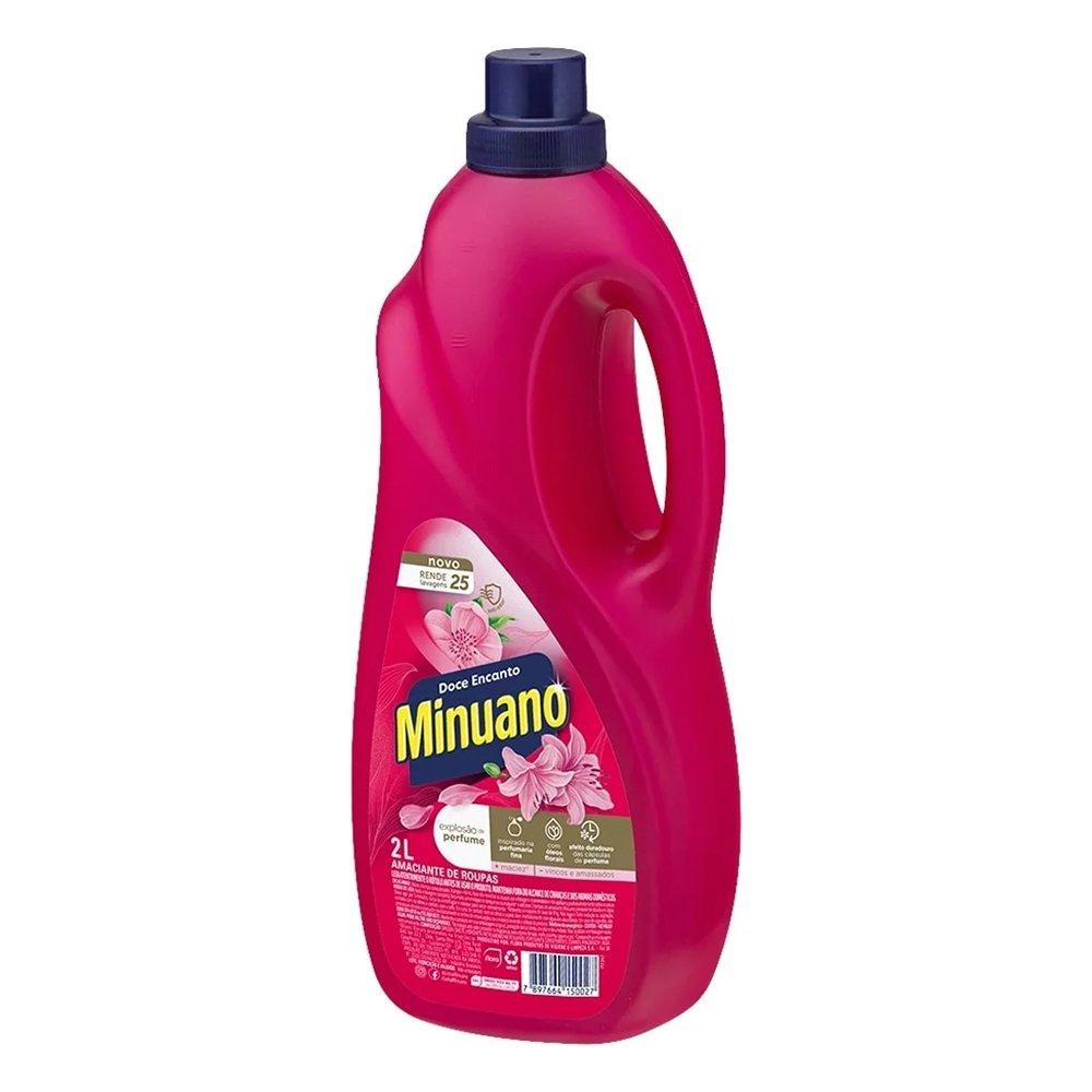 Amaciante Minuano Doce Encanto Rosa 2 Litros - Embalagem com 6 Unidades