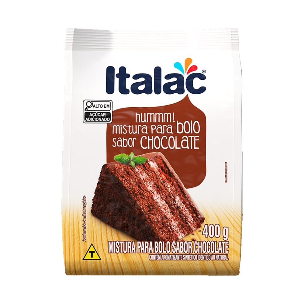 Mistura para Bolo Italac Chocolate 400g  - Embalagem com 12 Unidades