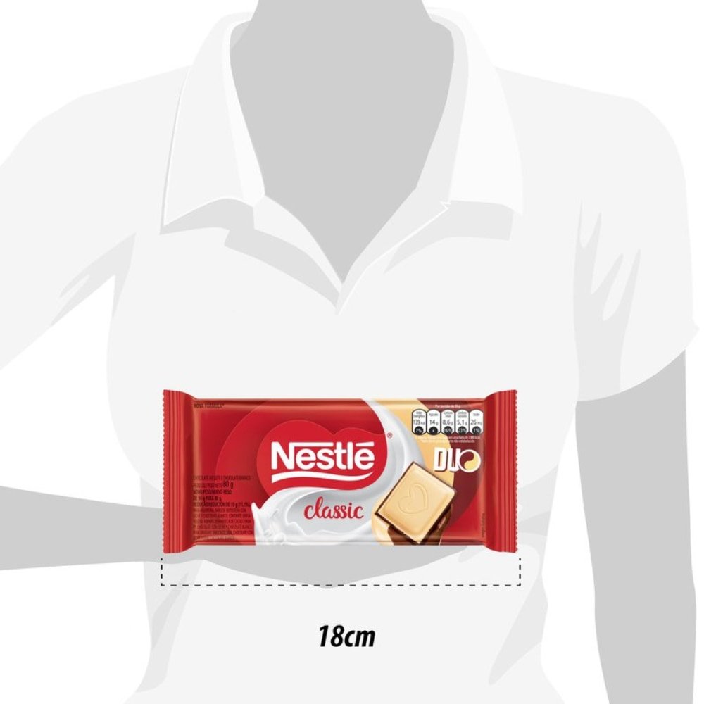 Chocolate Nestlé Classic Duo Tablete 80g - Embalagem com 16 Unidades