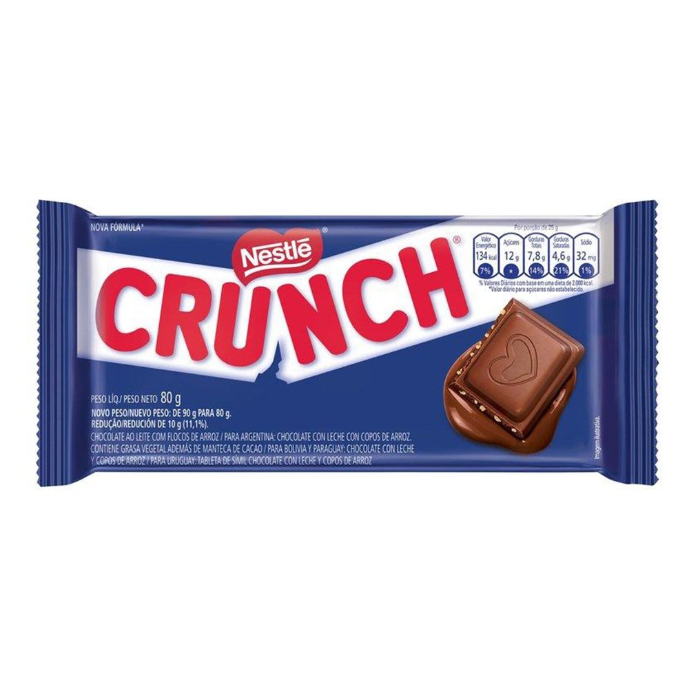 Chocolate Nestlé Crunch Tablete 80g - Embalagem com 16 Unidades