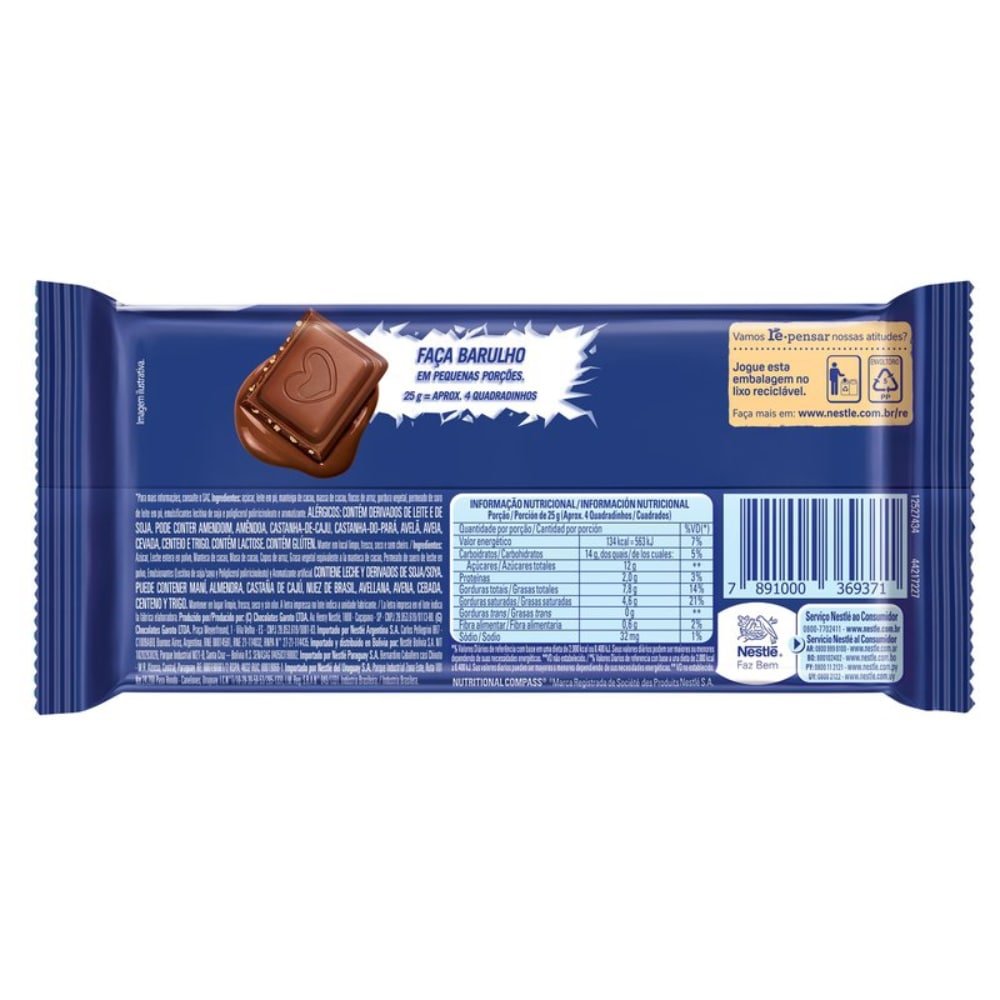 Chocolate Nestlé Crunch Tablete 80g - Embalagem com 16 Unidades