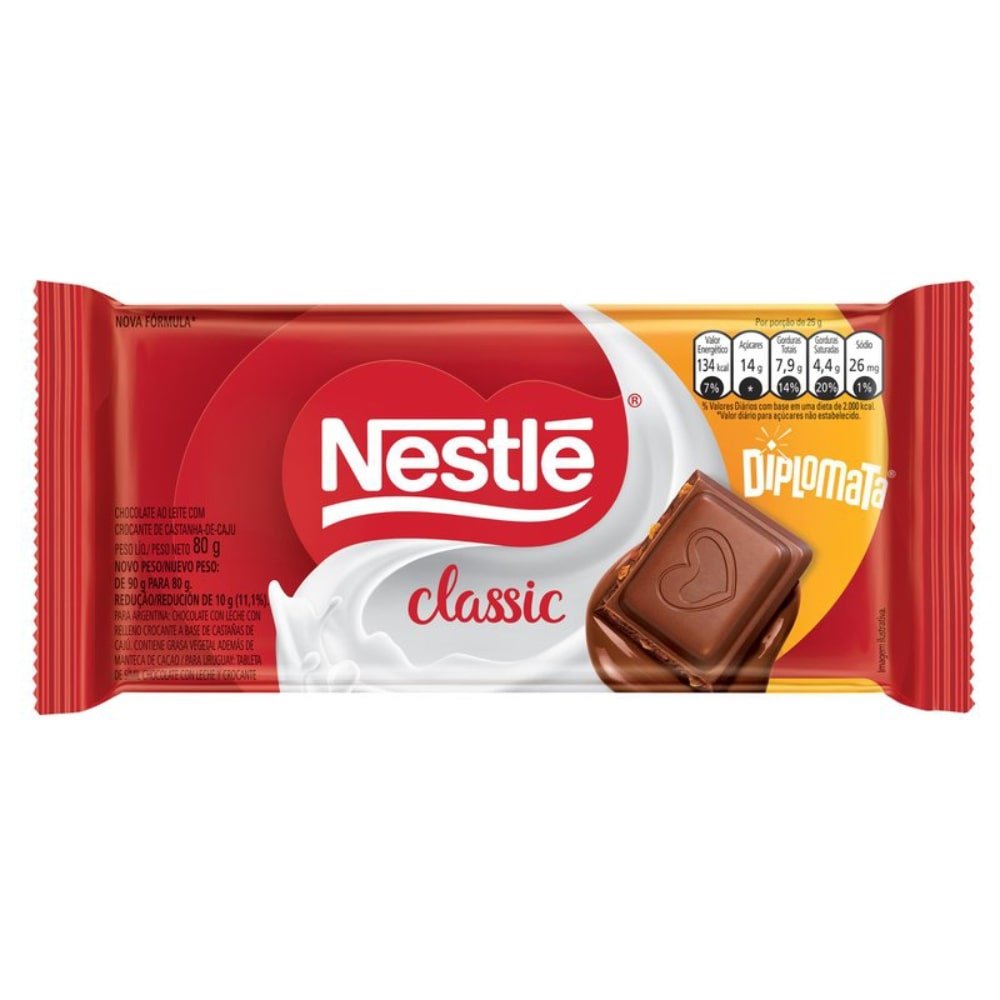Chocolate Nestlé Classic Diplomata 80g - Embalagem com 16 Unidades
