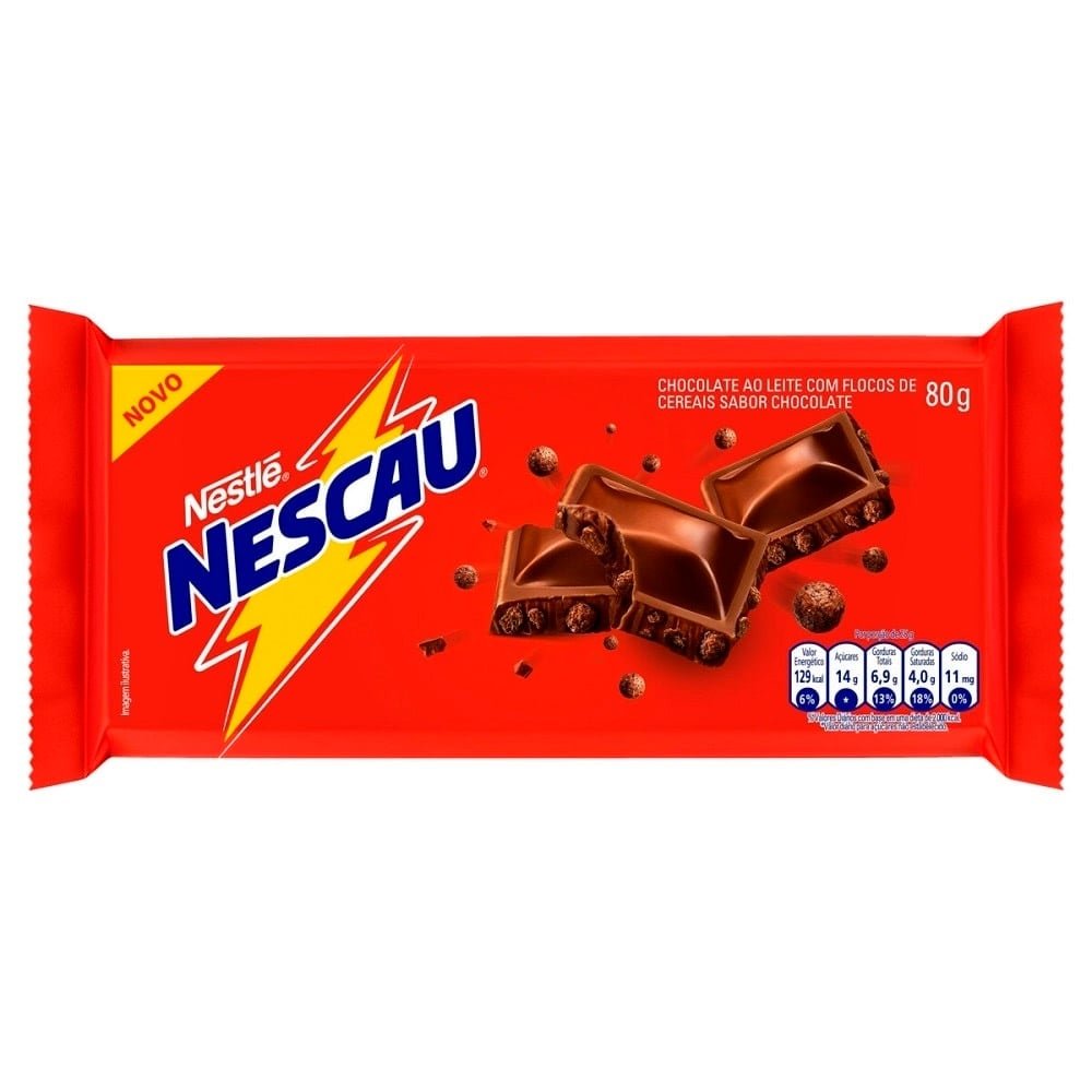 Chocolate Nestlé Nescau 80g - Embalagem com 14 Unidades