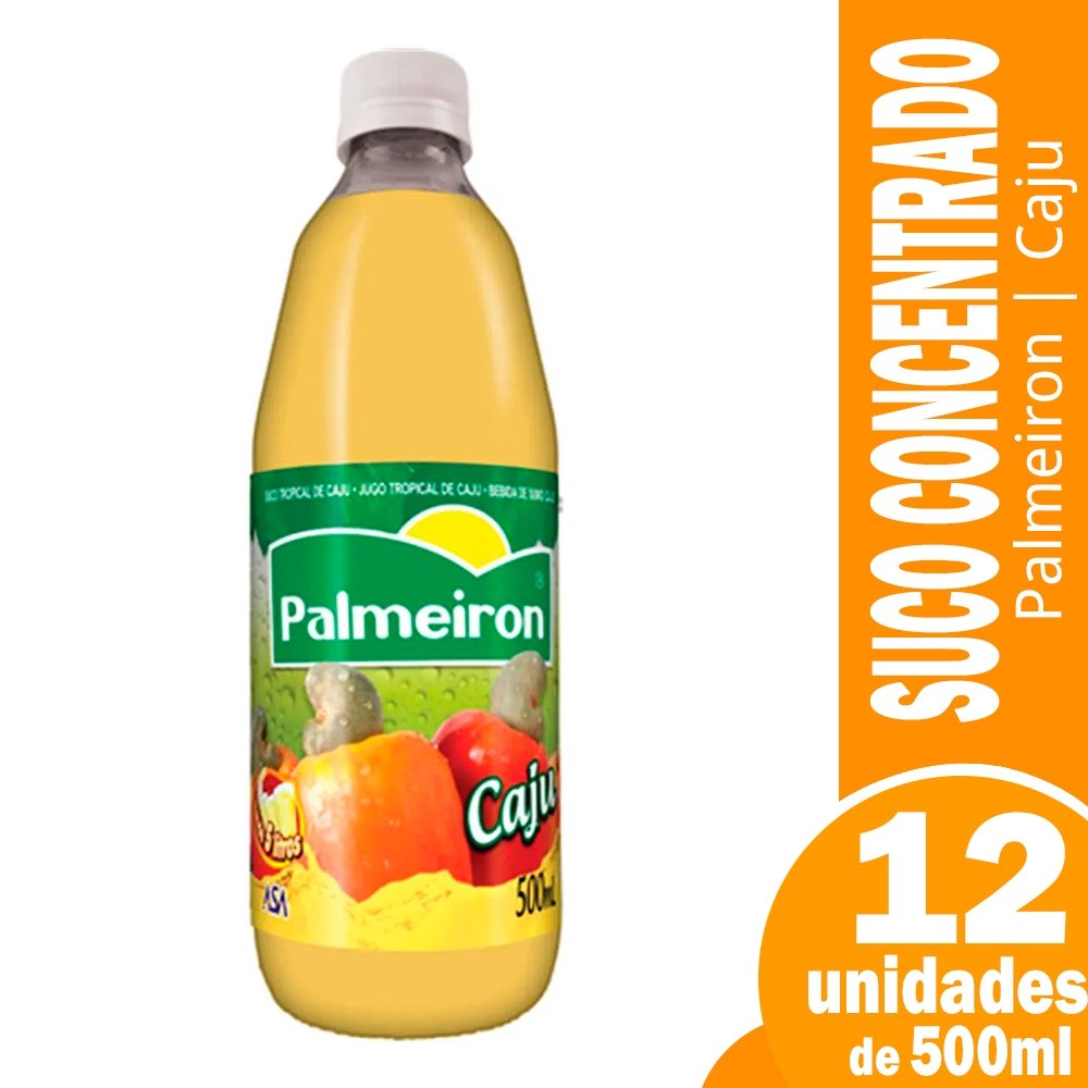Suco Palmeiron Concentrado Caju 500ml - Embalagem com 12 Unidades