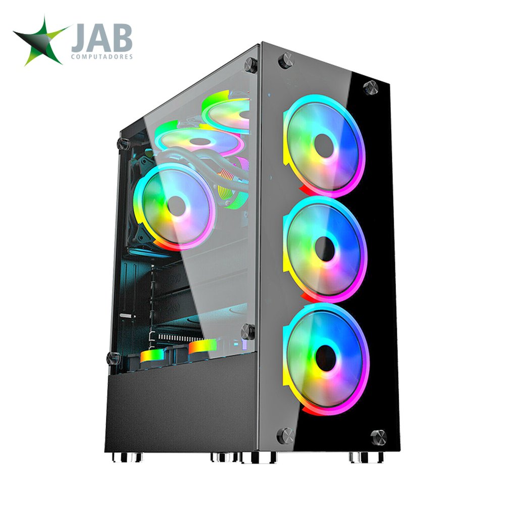 Computador Gamer JAB Intel Core i3 6ª Geração, Memória RAM DDR4 8GB, SSD 240GB, GPU RX550 4GB GDDR5, Fonte Real 500W, 3x Fans RGB
