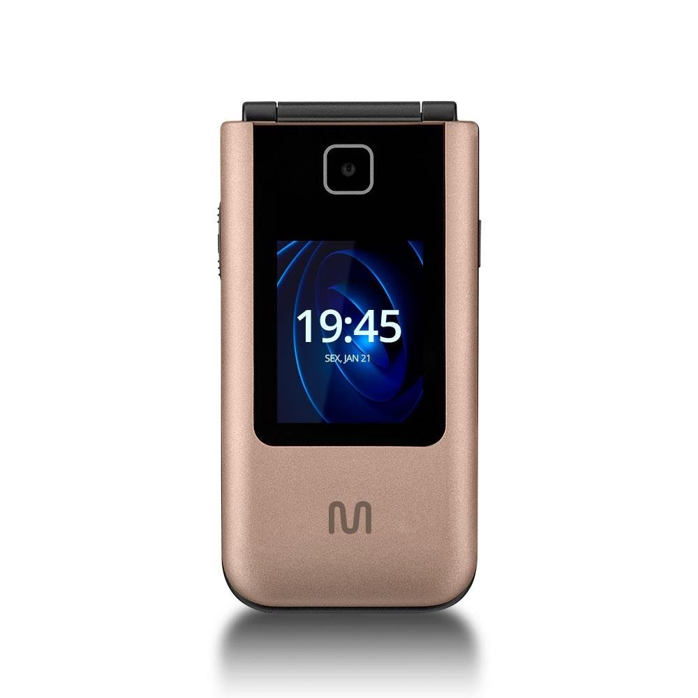 Celular Multilaser Flip Vita Duo Dual Chip com duas telas + Botão sos + Rádio fm + MP3 + Bluetooth + Câmera P9163 Dourado